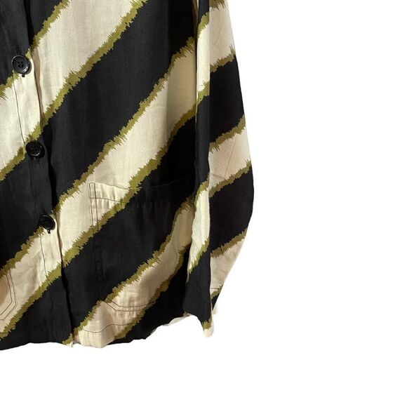 MASAI Button- Down Diagonal Stripe Pocket Shirt Size Small - Picture 4 of 11